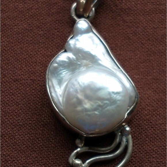 Handmade White, Black, and Silver Pendant for Necklace - Includes Drawstring Bag - Picture 7 of 11